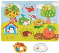 Goki puzzle en bois - jouet éducatif thème jardin, 8 pièces-2