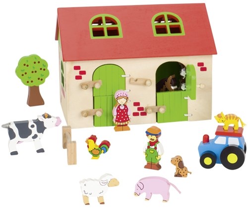 Goki ferme en bois maison de poupée 13 pièces jouet ferme-2