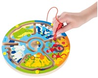 Goki houten magneet doolhof leren tellen dierentuin spel-2