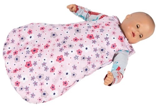 Goki poppenbed slaapzak - textiel bloemenmotief wasbaar-3