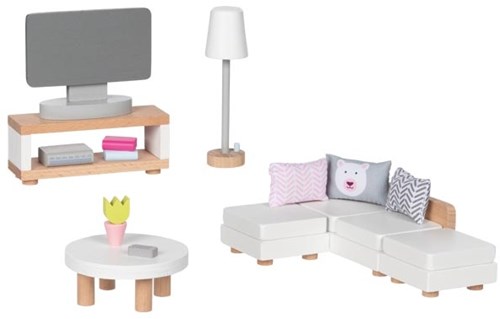 Goki poppenhuismeubel woonkamer houten meubels set 15-delig-2