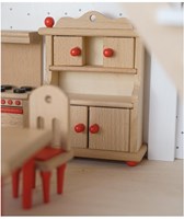 Goki cuisine maison de poupée ensemble meubles bois complet rouge-3
