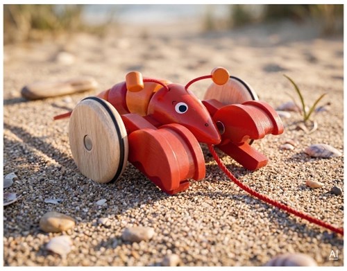Goki jouet à tirer homard en bois - jouet coloré pour tout-petits-3