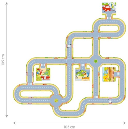 Goki Vloerpuzzel Wegen met 2 Voertuigen - Kartonnen Speelgoed-3