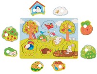 Goki puzzle en bois - jouet éducatif thème jardin, 8 pièces-3