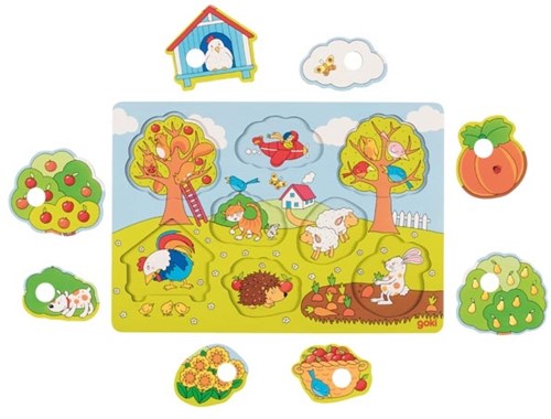 Goki puzzle en bois - jouet éducatif thème jardin, 8 pièces-3
