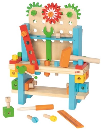 Goki houten werkbank speelgoed - Mijn Eerste Werkbank 57-delig-2