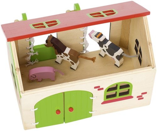 Goki houten boerderij poppenhuis 13-delig speelgoed boerderij-3