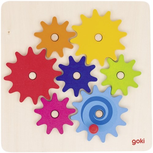 Goki houten tandwiel puzzel educatief speelgoed 8-delig motoriek-3