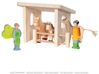 Holztiger étable en bois pour animaux pour jeu créatif et ouvert-3