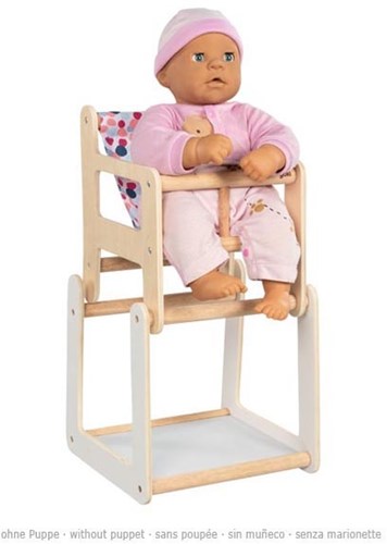 Goki chaise haute en bois pour poupée avec table 2en1 - meuble pour poupée-3