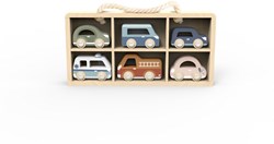 Speedy Monkey houten auto display case met 6 voertuigen FSC speelgoed