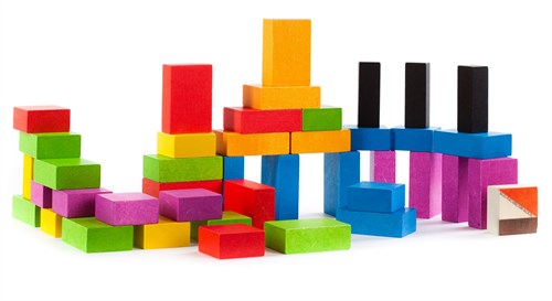 Bajo houten bouwstenen speelgoed - 43 stuks kleurrijk