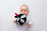 Mom's Care balle bébé Montessori avec miroir jouet sensoriel noir-blanc-2