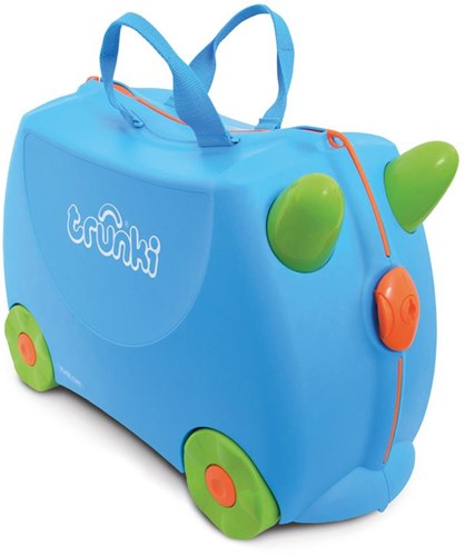 Trunki Kinderkoffer Ride-On Blauw Terrance - Handbagage met wielen