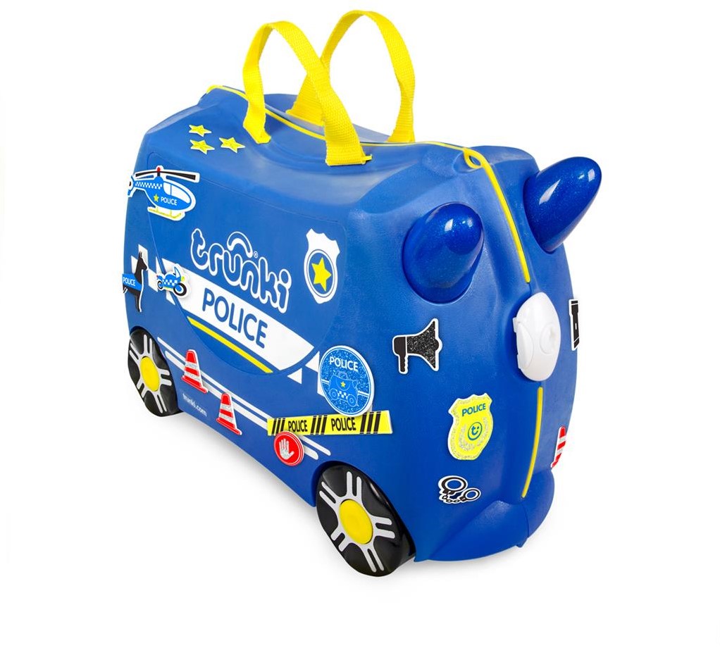 Achetez Trunki Valise Enfant à Roulette à Chevaucher incl. Autocollants -  Percy la Voiture de Police?