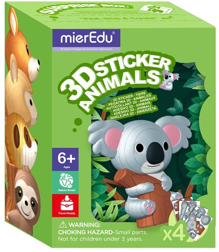 Mieredu autocollants animaux 3D - Jouet créatif pour enfants
