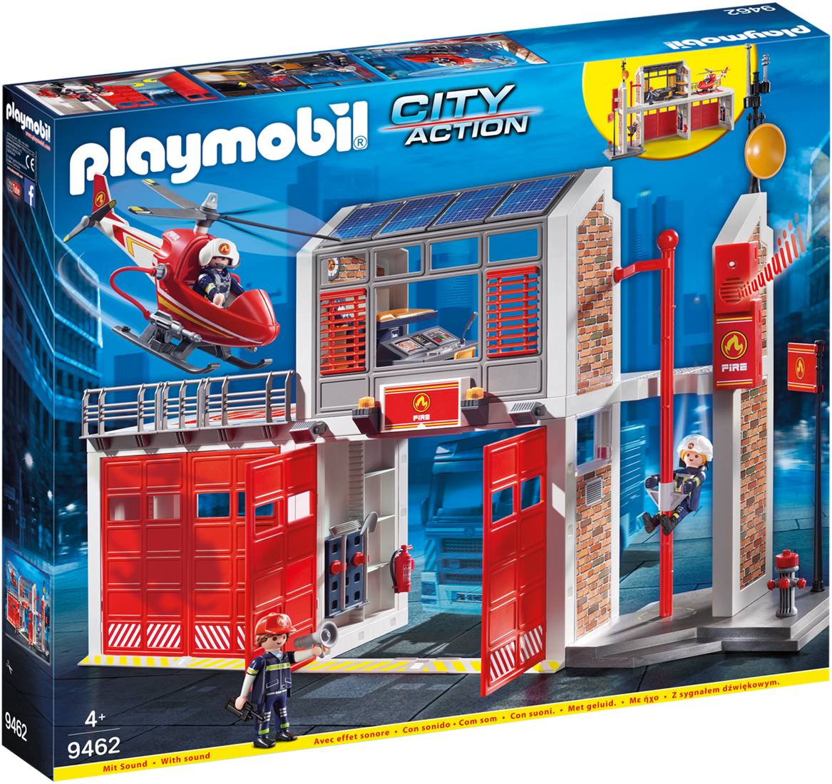 niet Korting Vruchtbaar Playmobil City Action - Grote brandweerkazerne met helicopter 9462