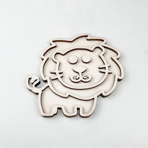FiQ forme à remplir en bois jouet sensoriel Lion 12×13 cm