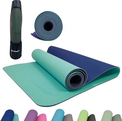 Schildkröt yoga mat tweekleurig navy mint - antislip oefenmat 4mm