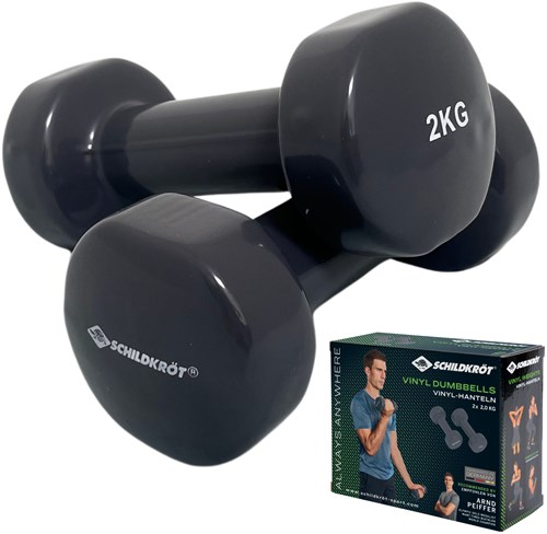 Schildkröt dumbbells fitness set 2x2kg - vinyl gewichten grijs
