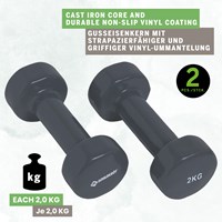 Schildkröt dumbbells fitness set 2x2kg - vinyl gewichten grijs-2