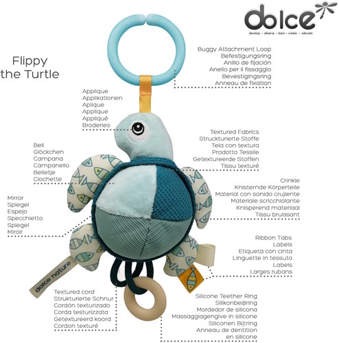 Dolce Toys Ocean activity pendant - Tortue Flippy-2
