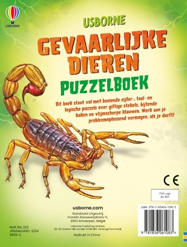 Usborne livre de puzzles animaux dangereux - livre éducatif pour enfants-2