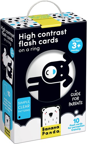 Banana Panda 10 Cartes Livre de bébé à contraste élevé avec 20 images / Livre de jouet pour bébé noir et blanc de 0 mois - 9x14cm
