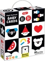 Banana Panda 12 Hoog Contrast Kijk en Voel Babyboek Kaarten / Zwart Wit Baby Speelgoed Boekje vanaf 0 maanden - 16x16cm