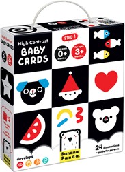Banana Panda 12 Hoog Contrast Kijk en Voel Babyboek Kaarten / Zwart Wit Baby Speelgoed Boekje vanaf 0 maanden - 16x16cm