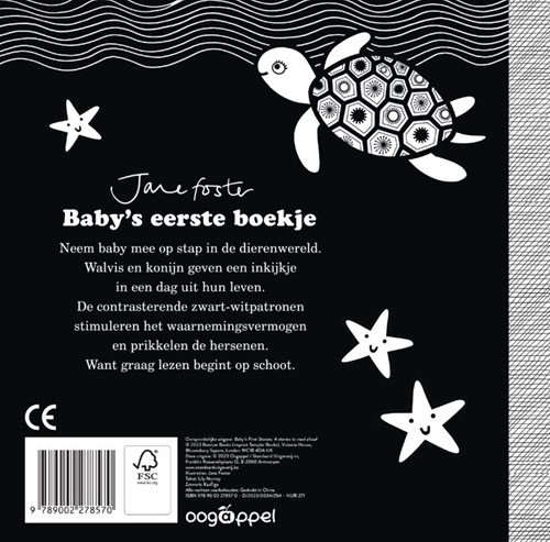 Oogappel babyboek Walvis & Konijn zwart-wit stimulatie kartonboek-2