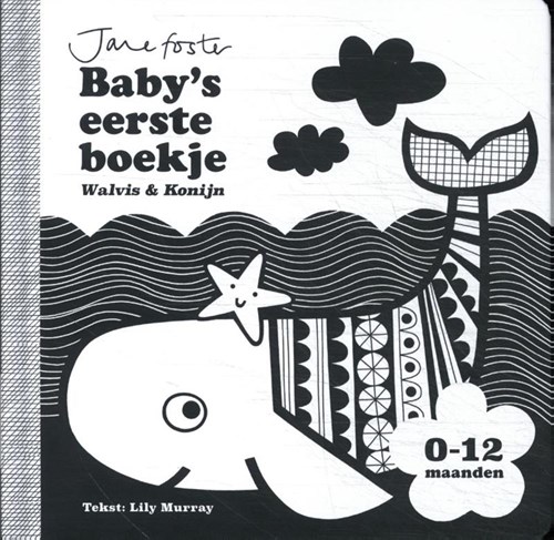 Oogappel babyboek Walvis & Konijn zwart-wit stimulatie kartonboek