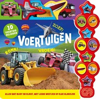Geluidenboek voertuigen kartonboek met 10 geluiden en tabjes
