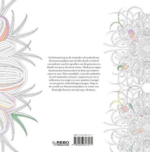 Rebo livre de coloriage mandalas de fleurs pour adultes détente créativité-2