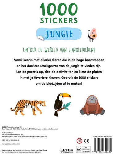 Rebo livre d'autocollants Jungle 1000 autocollants activités coloriage-2
