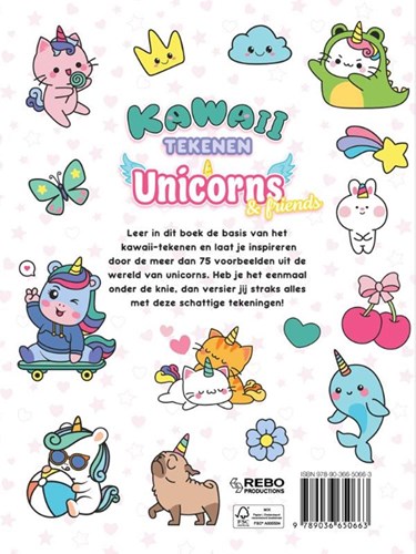 Rebo livre de dessin licornes kawaii à dessiner pour enfants dès 6 ans-2