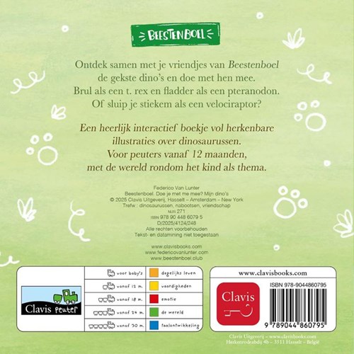 Clavis livre cartonné dinosaures livre interactif pour tout-petits 1+ an-2