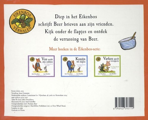 Lemniscaat livre à rabats - livre cartonné interactif L’ours facteur 2+-2