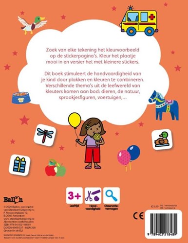 Ballon kleurboek peuters plak en kleur Koala 3+ stickers-2