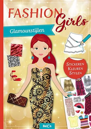 Ballon modeboek meisjes glamourstijlen stickers en kleurplezier 4plus