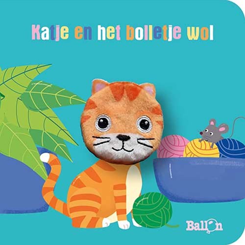 Ballon kartonboek Katje en het bolletje wol vingerpopje peuterboek