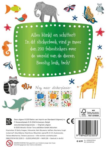 Ballon autocollants pailletés animaux livre de stickers pour enfants 3+ ans-2
