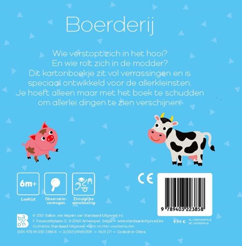 Ballon babyboekje boerderij met rammelaar - schudboekje voor baby's-2