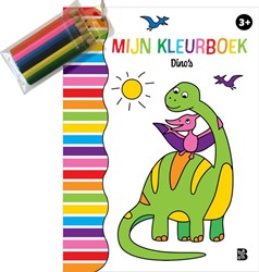 Ballon Dinosaurussen, kleurboek met kleurpotloodjes. 3+