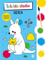 Ballon kleurboek dieren met verfpalet en penseel voor kinderen