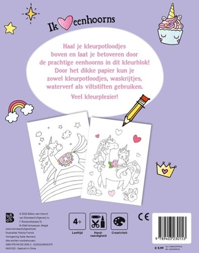 Standaard eenhoorn kleurboek kleurblok voor kinderen creatief plezier-2