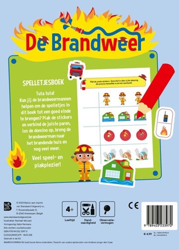 Ballon spelletjesboek brandweer met stickers voor kinderen 4+-2