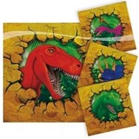 Folat dino servetten - papieren tafeldecoratie dinosaurus feestje 16 stuks
