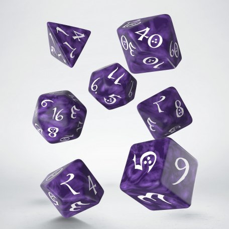 Q-Workshop RPG classique - Jeu de dés lavande et blanc (7)-2